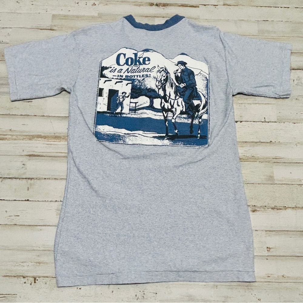 Vintage Coca Cola Coke Bottles Cowboy Shirt Men’s Small Made USA Single Stitch